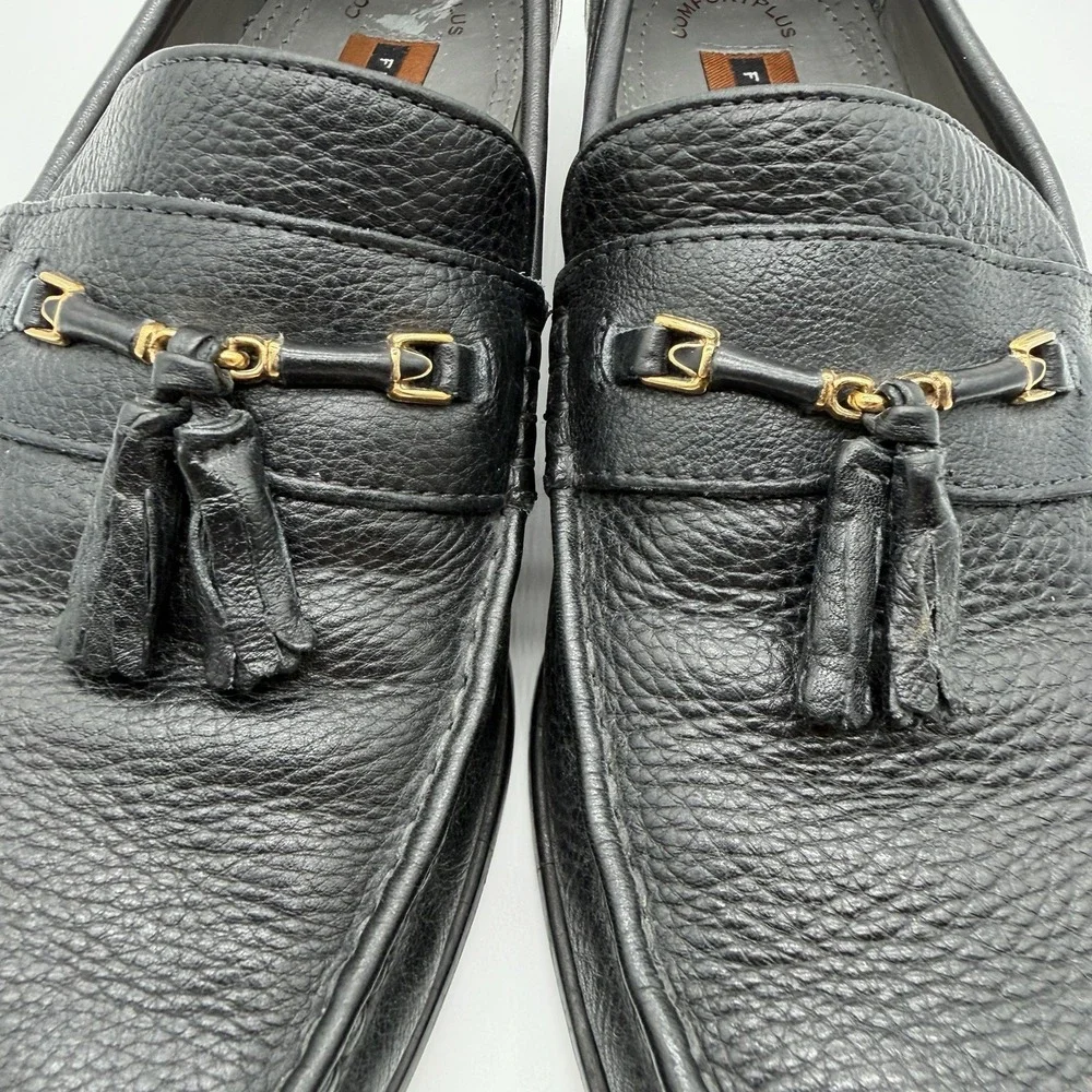 Florsheim Men's Padron Pebbled Leather Penny Loafer Tassel Black Size 9.5 D